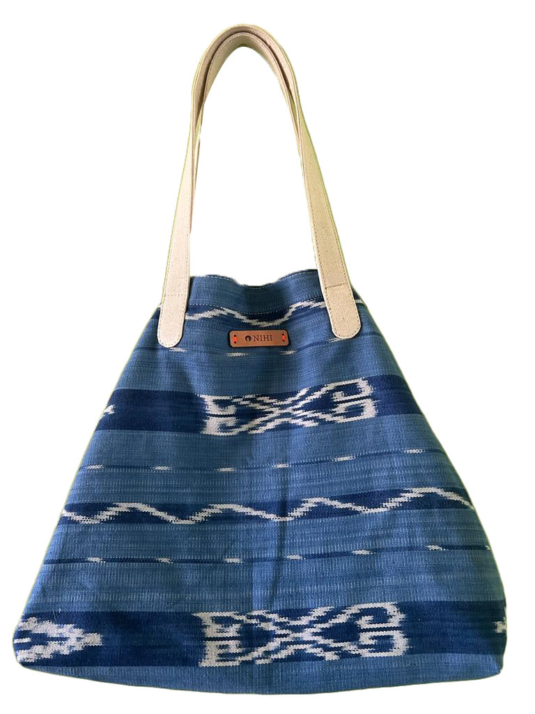 Sumba Ikat Triangle Tote in Blue