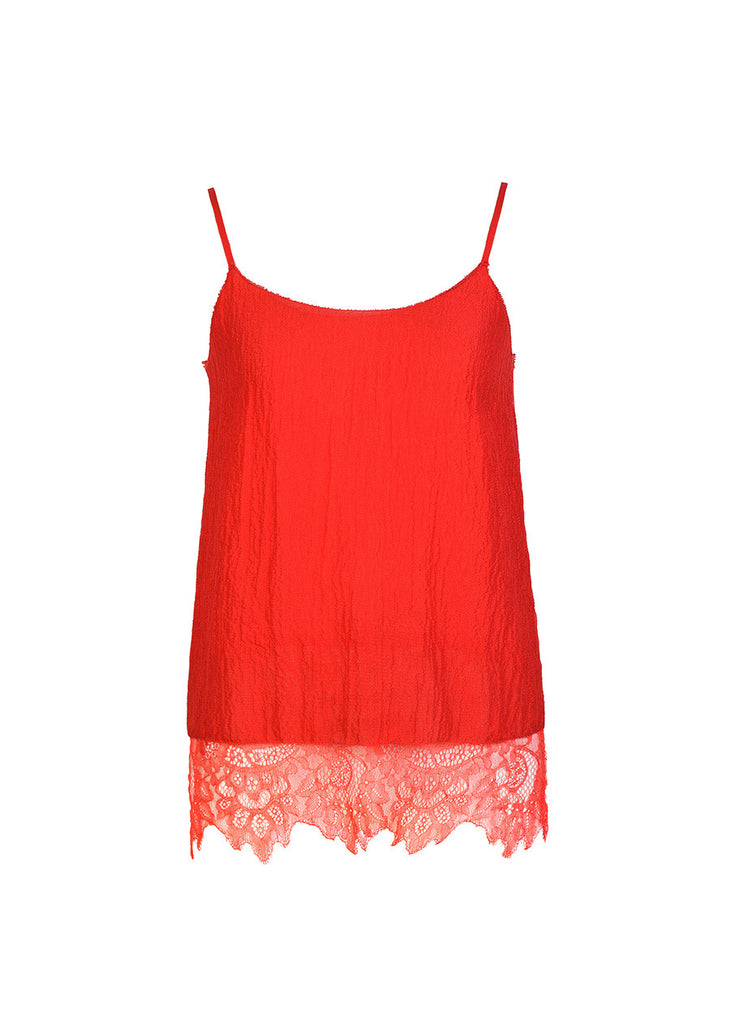 Ms MIN Silk Camisole With Lace Detail (Red)
